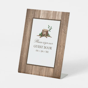 Country Rustic Monogram Tree & Wood Wedding Sockelschild
