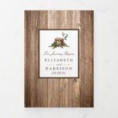 Country Rustic Monogram Tree & Wood Wedding Suite Dreifach Gefaltete Einladung (Cover)