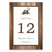 Country Rustic Monogram Tree & Wood Wedding Tischnummer (Vorderseite)