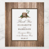 Country Rustic Monogram Tree & Wood Wedding Weinetikett (Einzelnes Label)