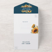 Country Rustic Navy Blue Gold Sonnenblume Hochzeit All In One Einladung (Außenbereich)