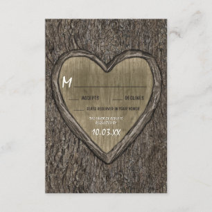 Country Rustic Oak Tree Bark Wedding RSVP Cards Karte