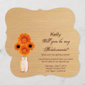 Country Rustic Orange Mason Jar Bridesmaid Card Einladung (Vorne/Hinten)
