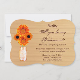 Country Rustic Orange Mason Jar Bridesmaid Card Einladung