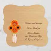 Country Rustic Orange Mason Jar Empfang Card Einladung (Vorne/Hinten)