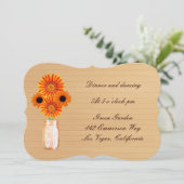 Country Rustic Orange Mason Jar Empfang Card Einladung (Stehend Vorderseite)