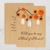 Country Rustic Orange Mason Jar Trauzeugin Card Einladung (Vorne/Hinten)