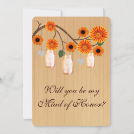 Country Rustic Orange Mason Jar Trauzeugin Card Einladung