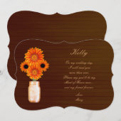 Country Rustic Orange Mason Jar Trauzeugin Card Einladung (Vorne/Hinten)
