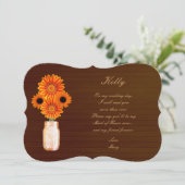 Country Rustic Orange Mason Jar Trauzeugin Card Einladung (Stehend Vorderseite)