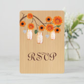Country Rustic Orange Mason Jars Response Card Einladung (Stehend Vorderseite)