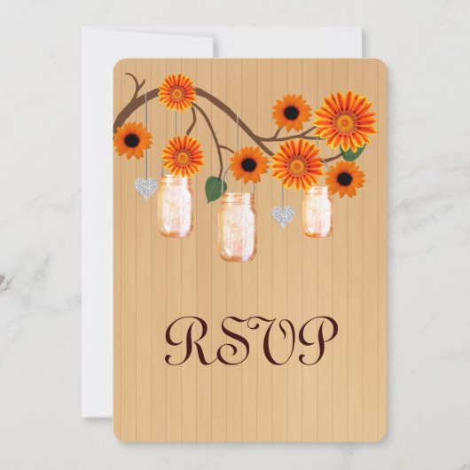 Country Rustic Orange Mason Jars Response Card Einladung (Vorderseite)