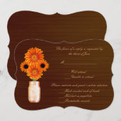 Country Rustic Orange Mason Jars Response Card Einladung (Vorne/Hinten)