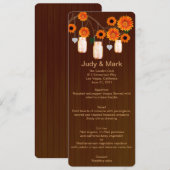 Country Rustic Orange Mason Jars Wedding Menu Card Menükarte (Vorne/Hinten)