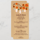 Country Rustic Orange Mason Jars Wedding Menu Card Menükarte (Vorne/Hinten)