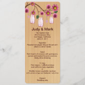 Country Rustic Pink Mason Jars Wedding Menu Card Menükarte (Vorderseite)