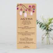 Country Rustic Pink Mason Jars Wedding Menu Card Menükarte (Stehend Vorderseite)