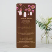 Country Rustic Pink Mason Jars Wedding Menu Card Menükarte (Stehend Vorderseite)