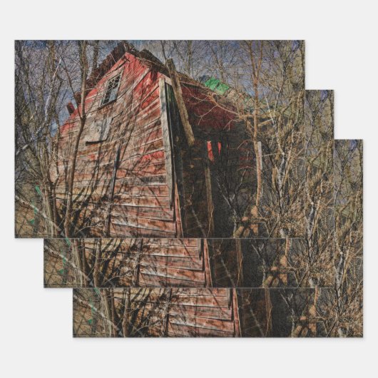 Country Rustic Red Barn Vintager Bauernhof Geschenkpapier Set (Set)