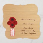 Country Rustic Red Mason Jar Empfang Card Einladung (Vorne/Hinten)