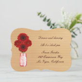 Country Rustic Red Mason Jar Empfang Card Einladung (Stehend Vorderseite)