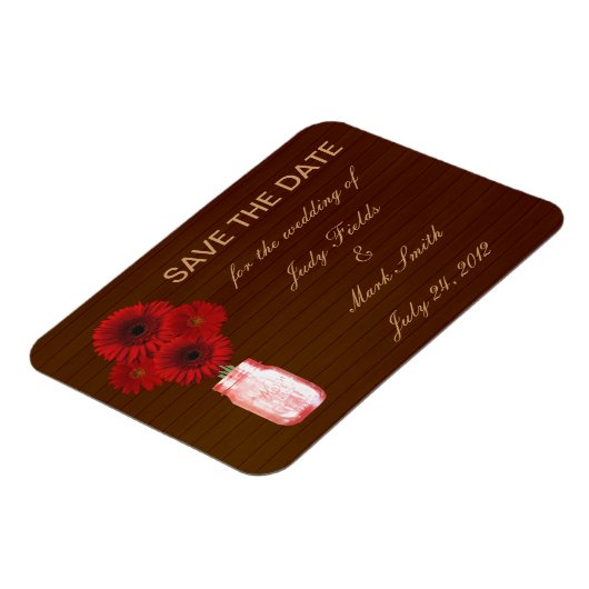 Country Rustic Red Mason Jar speichern Datum Magne Magnet (Linke Seite)