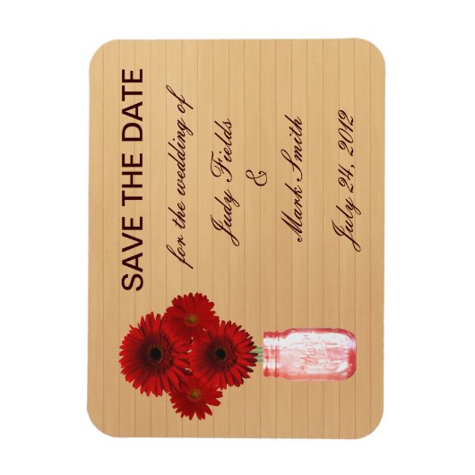 Country Rustic Red Mason Jar speichern Datum Magne Magnet (Vertikal)