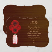 Country Rustic Red Mason Jar Trauzeugin Card Einladung (Vorne/Hinten)