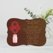 Country Rustic Red Mason Jar Wedding Einladung (Stehend Vorderseite)