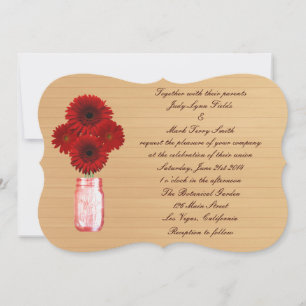 Country Rustic Red Mason Jar Wedding Einladung