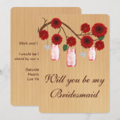Country Rustic Red Mason Jars Bridesmaid Card Einladung (Vorne/Hinten)