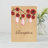 Country Rustic Red Mason Jars Empfang Card Einladung (Stehend Vorderseite)