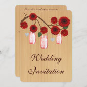 Country Rustic Red Mason Jars Hochzeit Einladung (Vorne/Hinten)