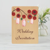Country Rustic Red Mason Jars Hochzeit Einladung (Stehend Vorderseite)