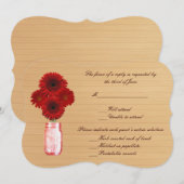 Country Rustic Red Mason Jars Response Card Einladung (Vorne/Hinten)