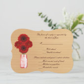 Country Rustic Red Mason Jars Response Card Einladung (Stehend Vorderseite)