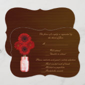 Country Rustic Red Mason Jars Response Card Einladung (Vorne/Hinten)