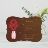 Country Rustic Red Mason Jars Response Card Einladung (Stehend Vorderseite)