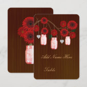 Country Rustic Red Mason Jars Table Platzkarte (Vorne/Hinten)