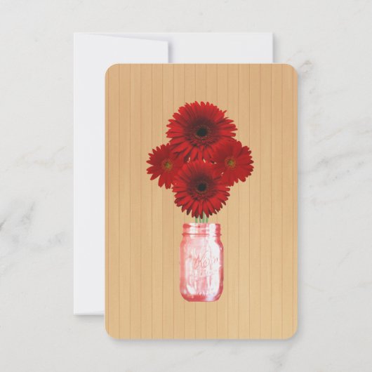 Country Rustic Red Mason Jars Table Platzkarte (Rückseite)