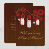Country Rustic Red Mason Jars Trauzeugin Card Einladung (Vorne/Hinten)