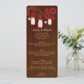 Country Rustic Red Mason Jars Wedding Menu Card Menükarte (Stehend Vorderseite)