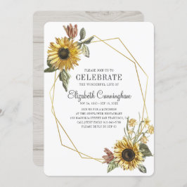Country Rustic Sonnenblume Floral Geometric Memori Einladung