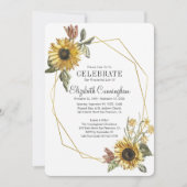 Country Rustic Sonnenblume Floral Geometric Memori Einladung (Vorderseite)