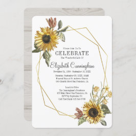 Country Rustic Sonnenblume Floral Geometric Memori Einladung