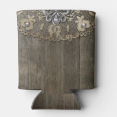 Country Rustic Sonnenblume Spitze Hochzeit Cooler Dosenkühler (Rückseite)