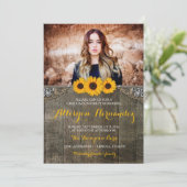 Country Rustic Sonnenblumen Abschluss Foto laden Einladung (Stehend Vorderseite)