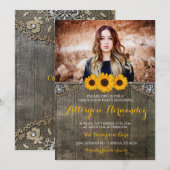 Country Rustic Sonnenblumen Abschluss Foto laden Einladung (Vorne/Hinten)
