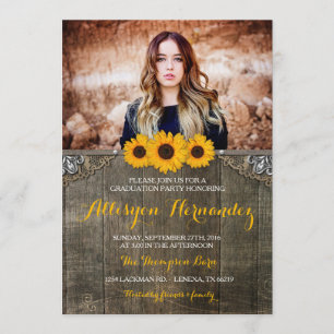 Country Rustic Sonnenblumen Abschluss Foto laden Einladung