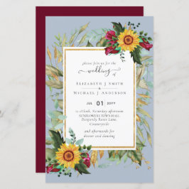 Country Rustic Sonnenblumen Burgund Rose Hochzeit